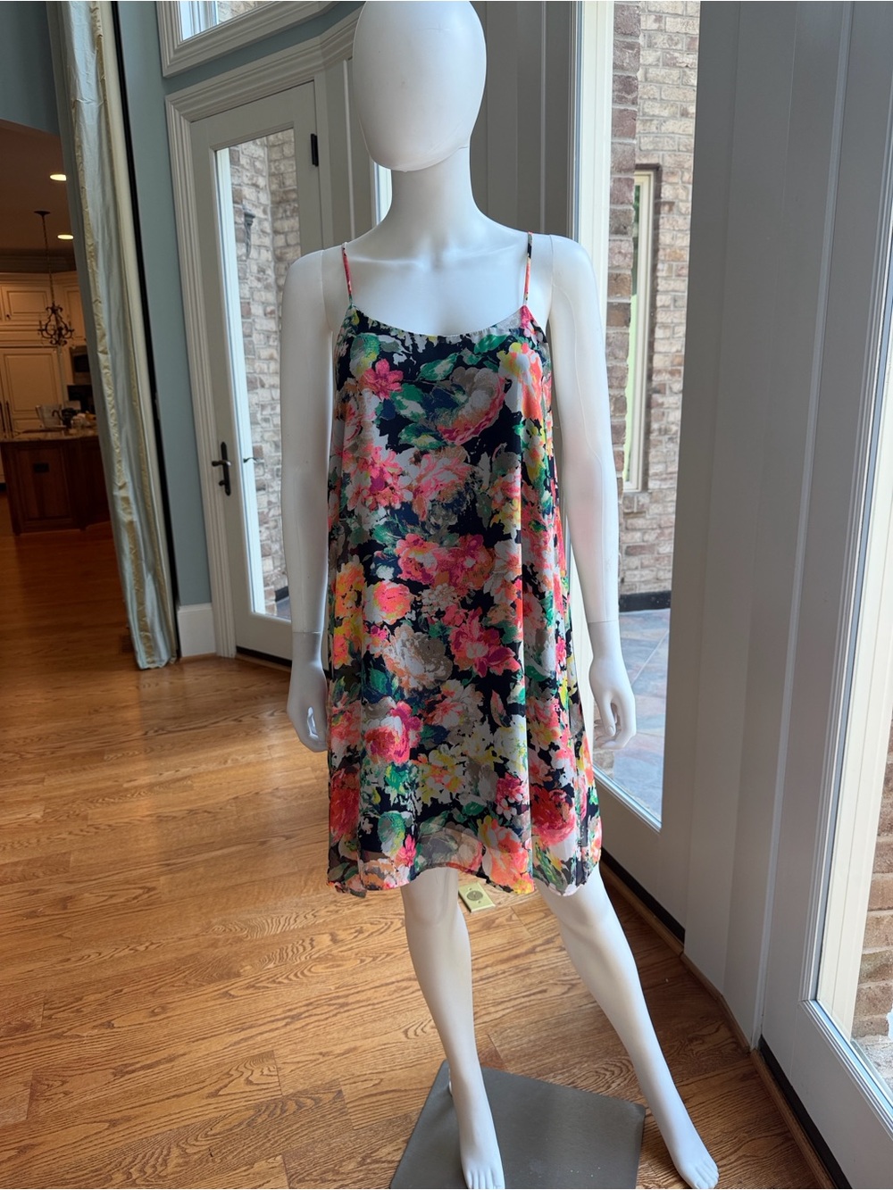 Final Touch Floral Spaghetti Strap Dress - Black Multicolor
